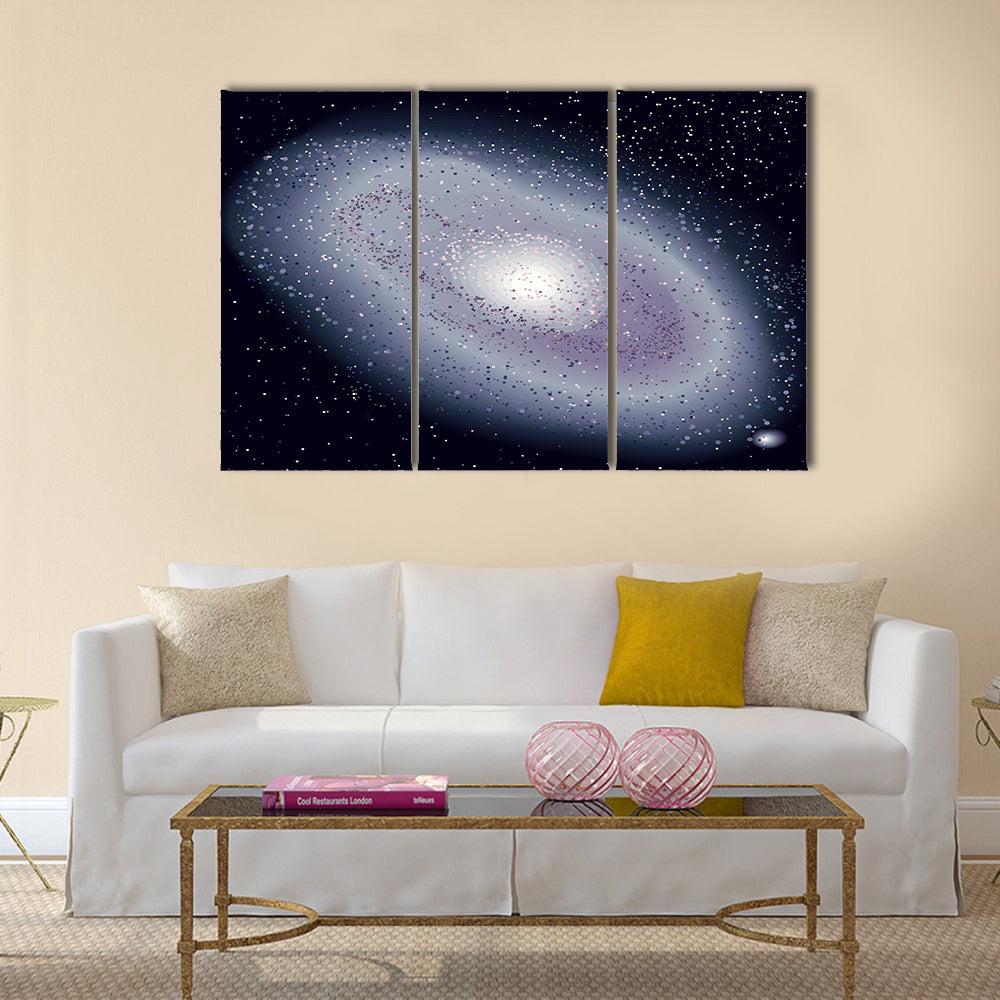 Realistic universe vector illustration. Cosmos dark background Multi Panel Canvas Wall Art