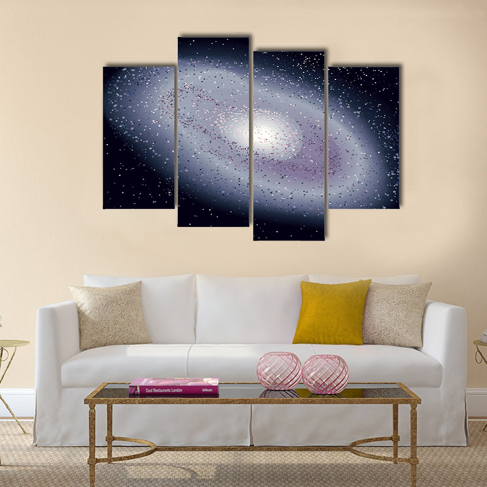 Realistic universe vector illustration. Cosmos dark background Multi Panel Canvas Wall Art