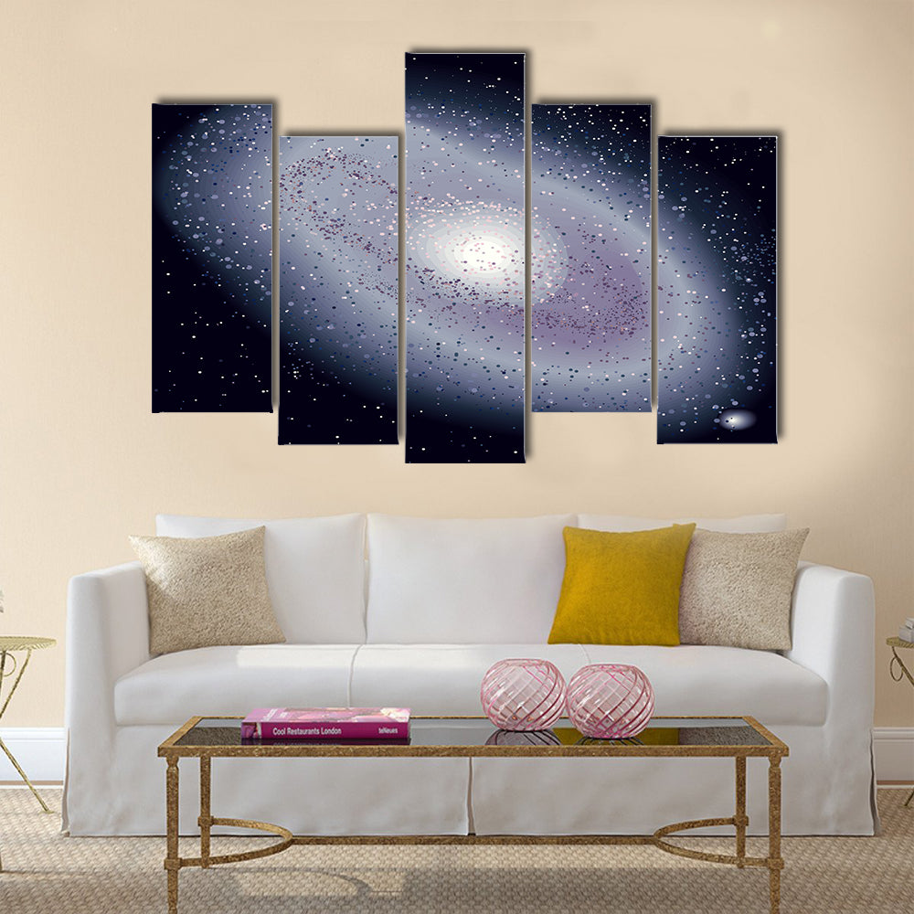 Realistic universe vector illustration. Cosmos dark background Multi Panel Canvas Wall Art