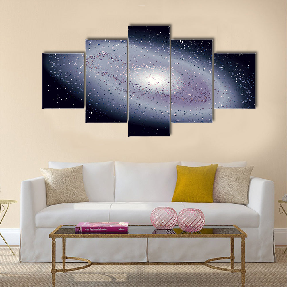 Realistic universe vector illustration. Cosmos dark background Multi Panel Canvas Wall Art