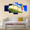 Benin national flag on world map Multi panel canvas wall art