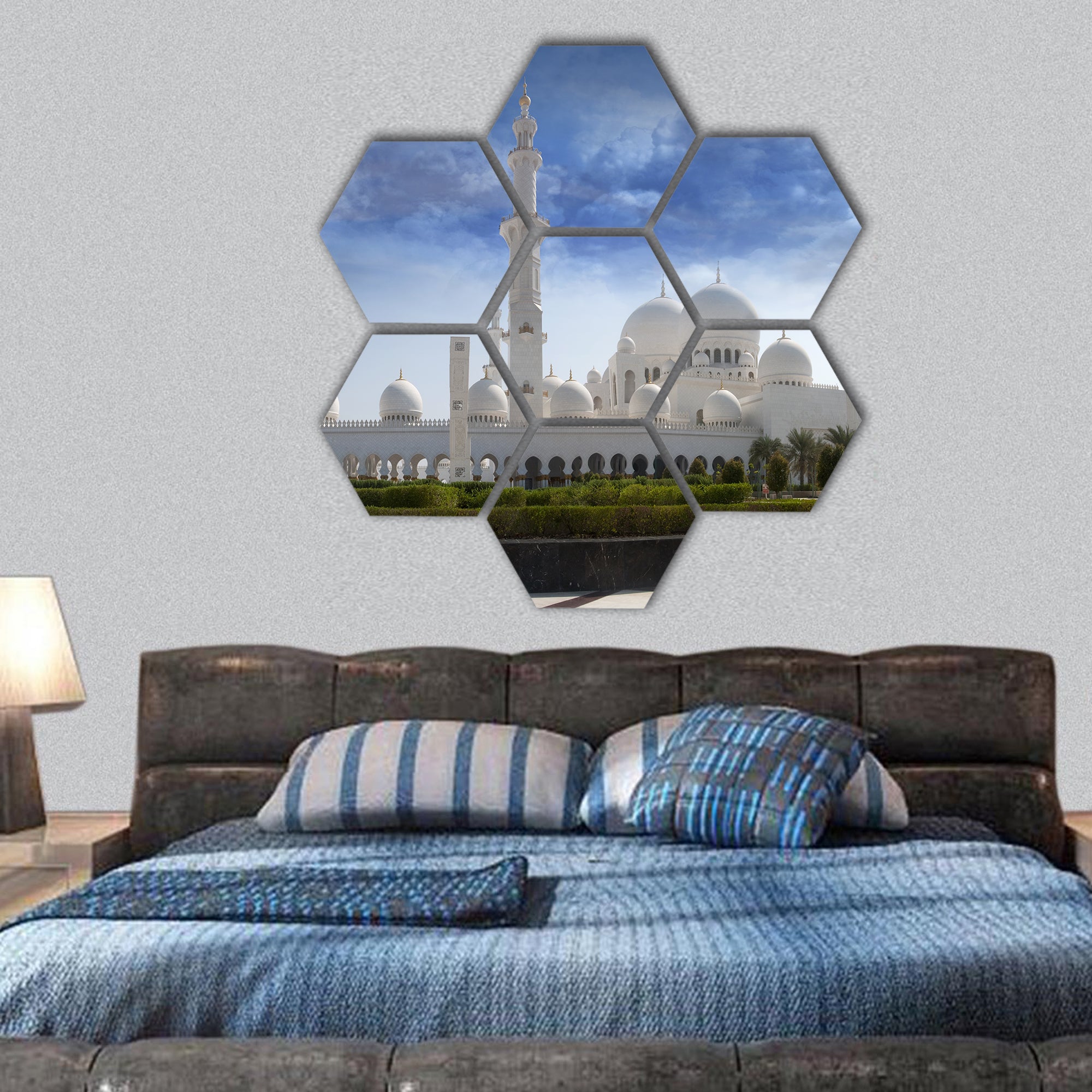 Sheikh zayed mosque hexagonal canvas wall art