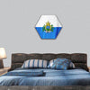 San Marino national flag  hexagonal canvas wall art