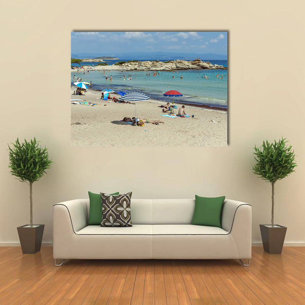 The Seascape Of Karidi Beach Vourvourou At Sithonia peninsula, Chalkidiki, Macedonia, Multi Panel Canvas Wall Art