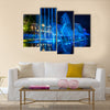 Colorful music fountains in the late evening multi panel canvas wall art