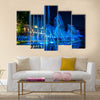 Colorful music fountains in the late evening multi panel canvas wall art