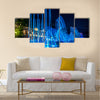 Colorful music fountains in the late evening multi panel canvas wall art