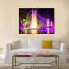 Colorful music fountains in the late evening multi panel canvas wall art