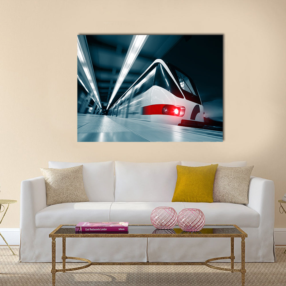 Motion blurred rapid train on station Multi panel canvas wall art