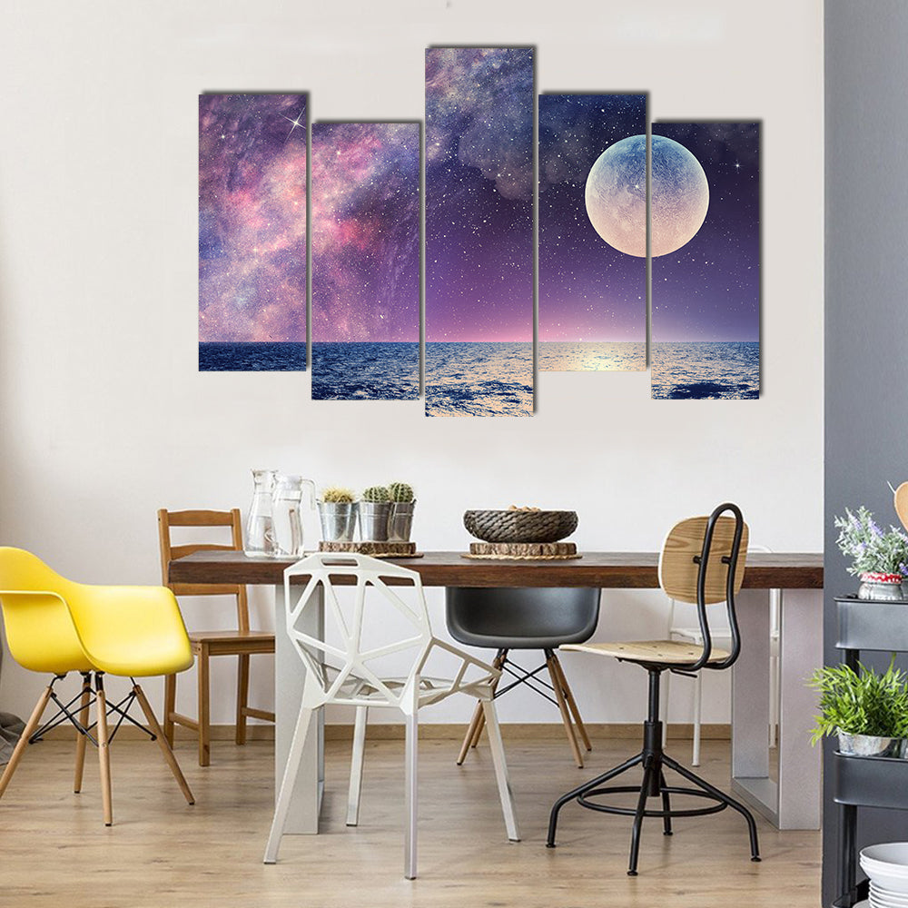 Starry Sky And Twilight Multi Panel Canvas Wall Art