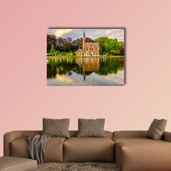 Bruges cityscape with Minnewater Lake, Flanders, Belgium canvas wall art
