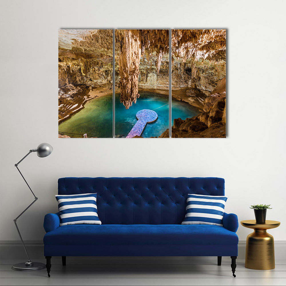 A Cool View Of Cenote Suytun In Mexico, Multi Panel Canvas Wall Art