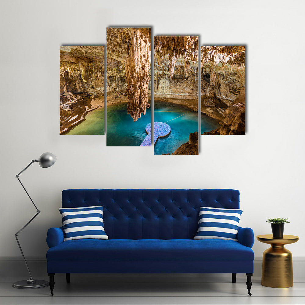 A Cool View Of Cenote Suytun In Mexico, Multi Panel Canvas Wall Art