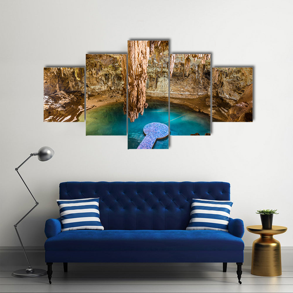 A Cool View Of Cenote Suytun In Mexico, Multi Panel Canvas Wall Art