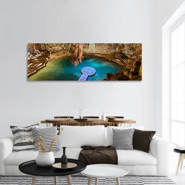 Cenote Suytun at Valladolid, Yucatan - Mexico Panoramic canvas Wall Art