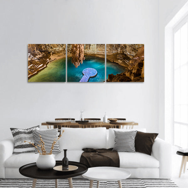 Cenote Suytun at Valladolid, Yucatan - Mexico Panoramic canvas Wall Art