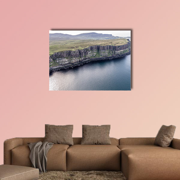 Cinematic aerial shot of the dramatic coastline in Scotland wall art