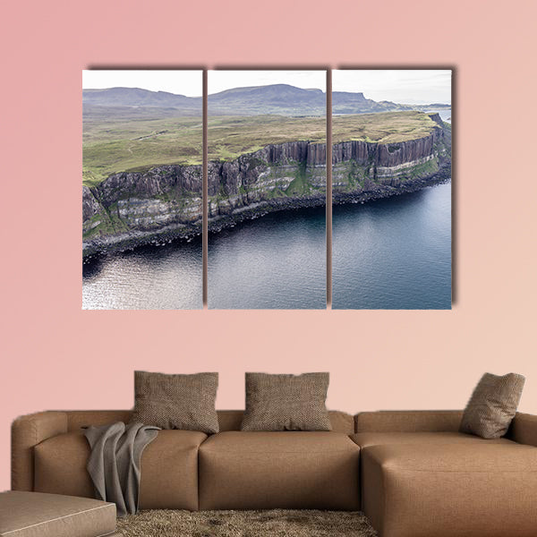 Cinematic aerial shot of the dramatic coastline in Scotland wall art