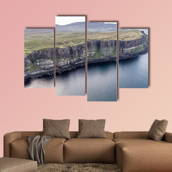 Cinematic aerial shot of the dramatic coastline in Scotland wall art