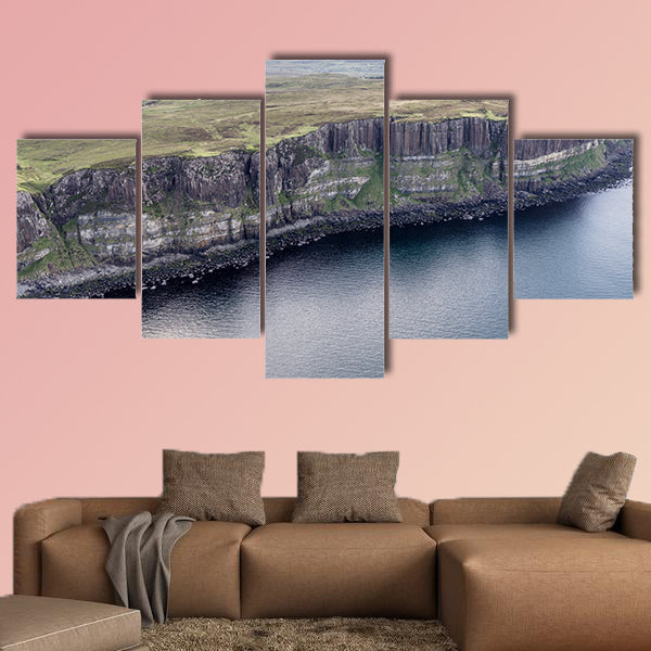 Cinematic aerial shot of the dramatic coastline in Scotland wall art