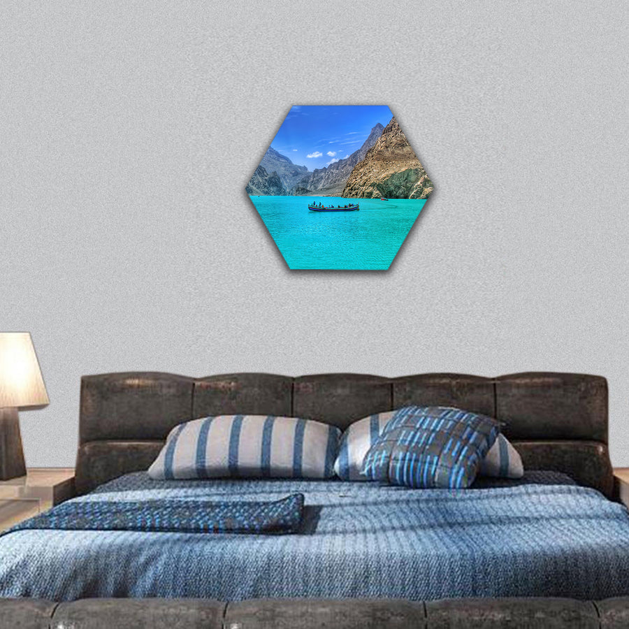 Beautiful Attabad Lake in Pakistan hexagonal canvas wall art