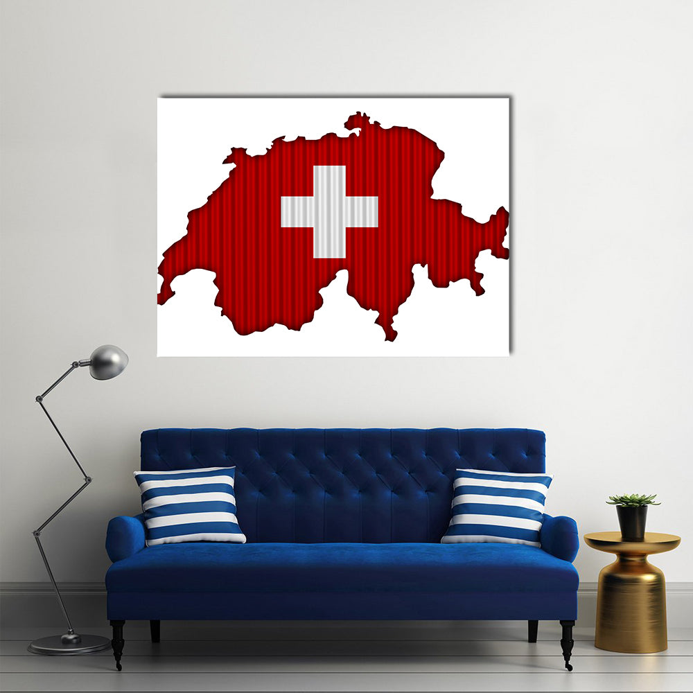 Textured Map Of Switzerland In Nice Colors Multi Panel Canvas Wall Art