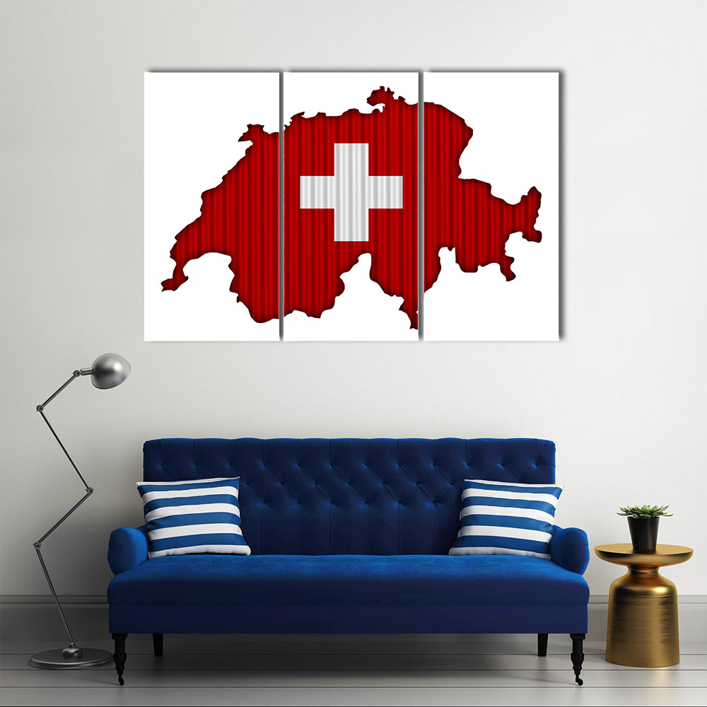 Textured Map Of Switzerland In Nice Colors Multi Panel Canvas Wall Art