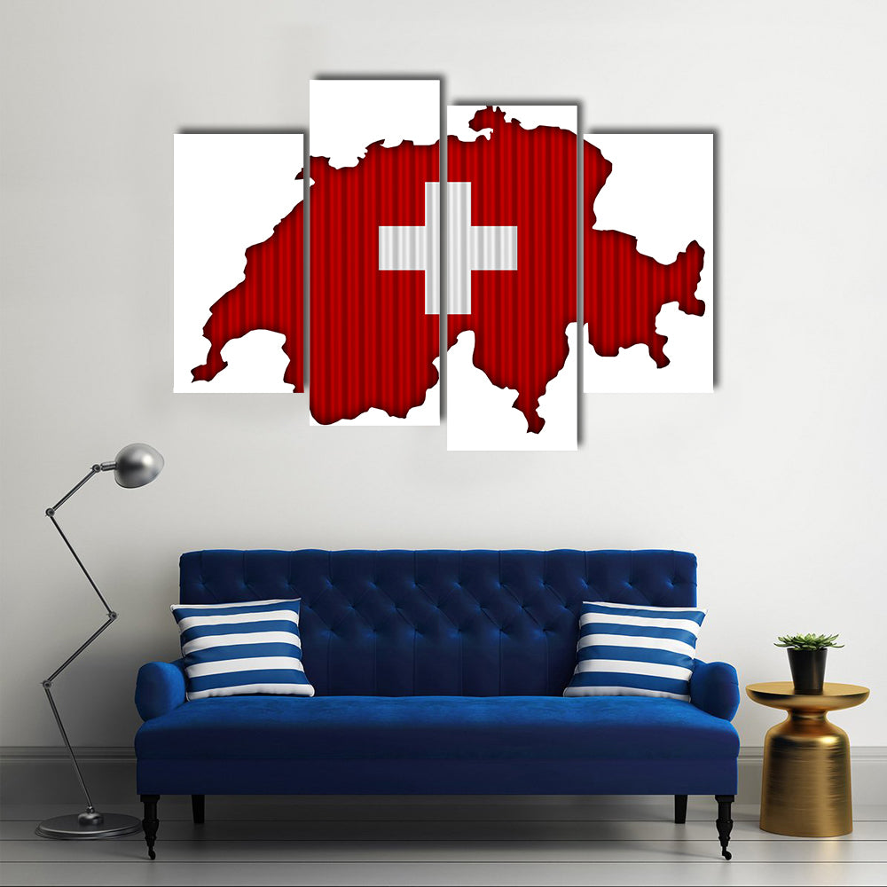 Textured Map Of Switzerland In Nice Colors Multi Panel Canvas Wall Art