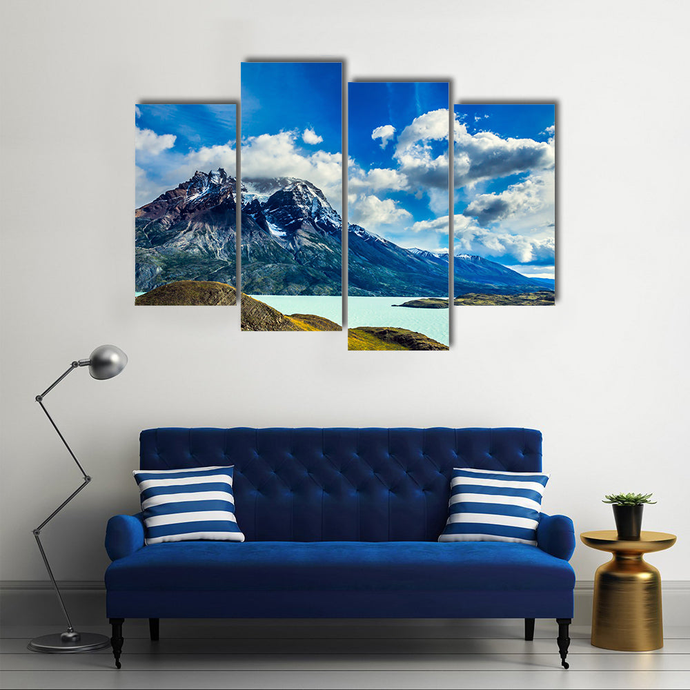 View Of The Strong Winds And drives Of The Shore At The Azure Lake is Driving The Clouds In The Chile, Multi Panel Canvas Wall Art