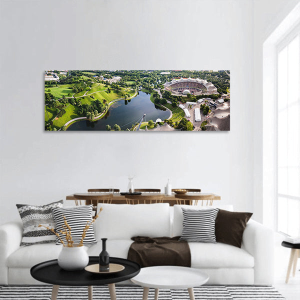 Stadium of the Olympiapark in Munich, Germany Panoramic canvas Wall Art
