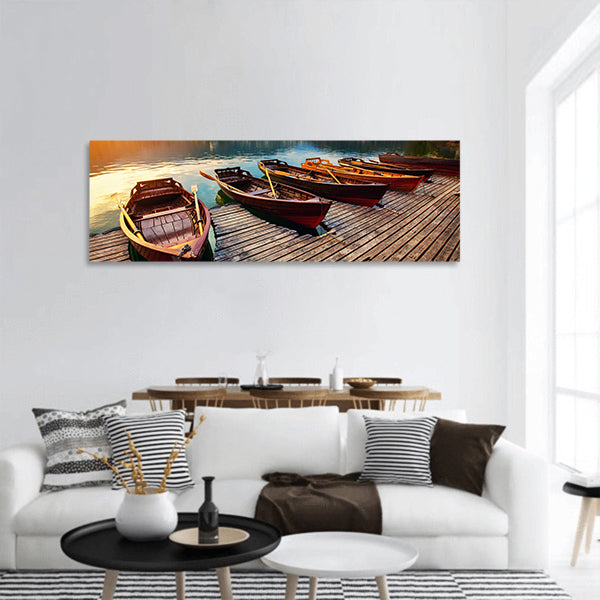 Bled with lake, island and mountains  , Slovenia, Europe Panoramic canvas Wall Art