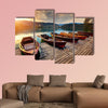  Bled with lake, island and mountains in background, Slovenia, Europe multi panel canvas wall art