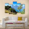 Panorama view of the lake Atitlan and volcanos in the highlands of Guatemala Multi panel canvas wall art