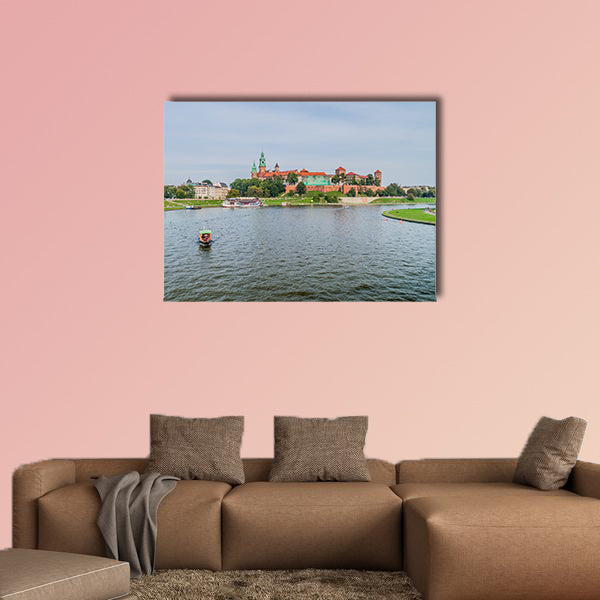 Vistula River, in front of Wawel castle in Krakow, Poland multi panel canvas wall art