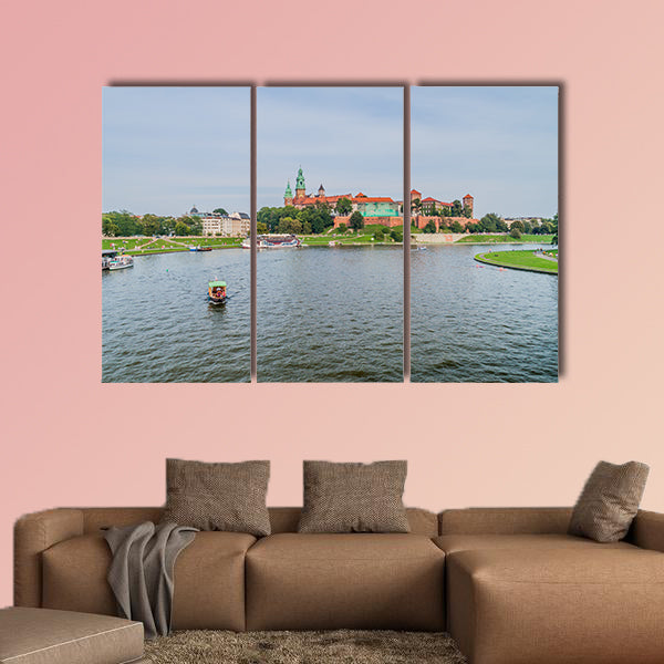 Vistula River, in front of Wawel castle in Krakow, Poland multi panel canvas wall art