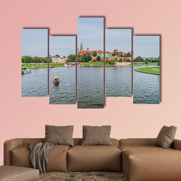 Vistula River, in front of Wawel castle in Krakow, Poland multi panel canvas wall art