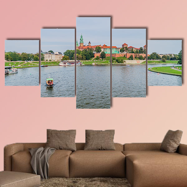 Vistula River, in front of Wawel castle in Krakow, Poland multi panel canvas wall art
