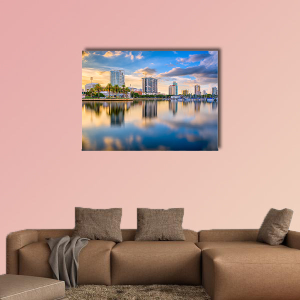 St. Petersburg, Florida, USA downtown city skyline on the bay multi panel canvas wall art
