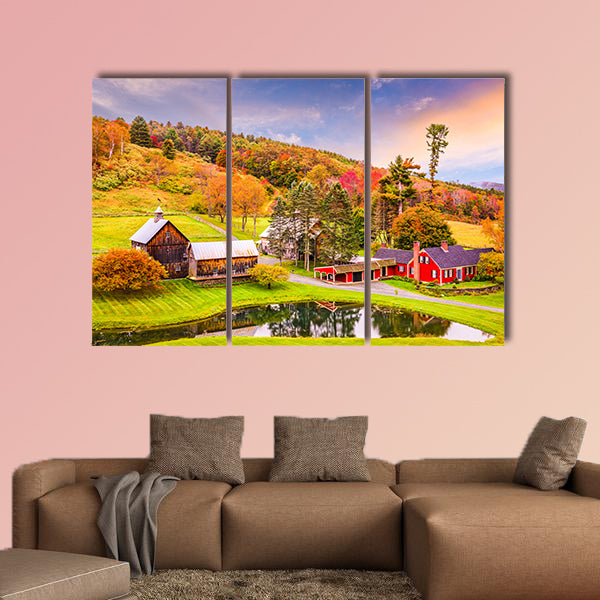 Vermont, USA early autumn rural scene multi panel canvas wall art