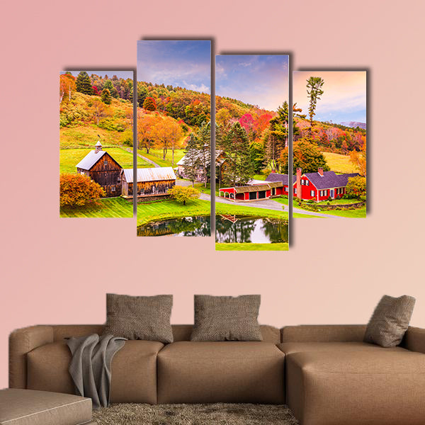 Vermont, USA early autumn rural scene multi panel canvas wall art