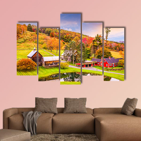 Vermont, USA early autumn rural scene multi panel canvas wall art