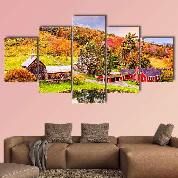Vermont, USA early autumn rural scene multi panel canvas wall art