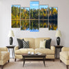 Autumn forest reflection in pond Multi panel canvas wall art