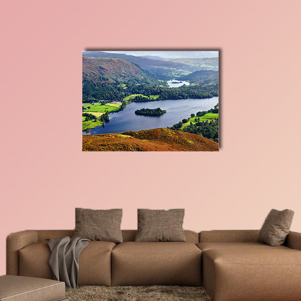 An aerial view of Grasmere from the slopes of English Lake District National Park wall art