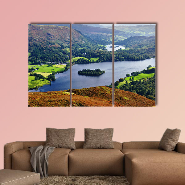 An aerial view of Grasmere from the slopes of English Lake District National Park wall art