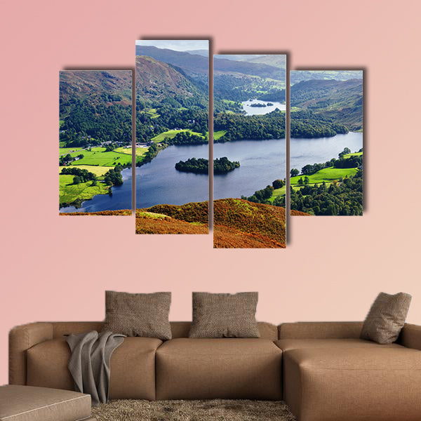 An aerial view of Grasmere from the slopes of English Lake District National Park wall art