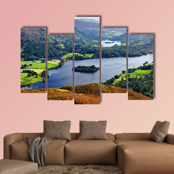 An aerial view of Grasmere from the slopes of English Lake District National Park wall art