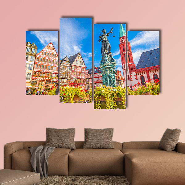 Frankfurt, Germany Old Town skyline multi panel canvas wall art