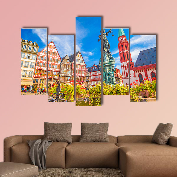 Frankfurt, Germany Old Town skyline multi panel canvas wall art