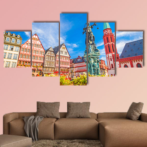 Frankfurt, Germany Old Town skyline multi panel canvas wall art